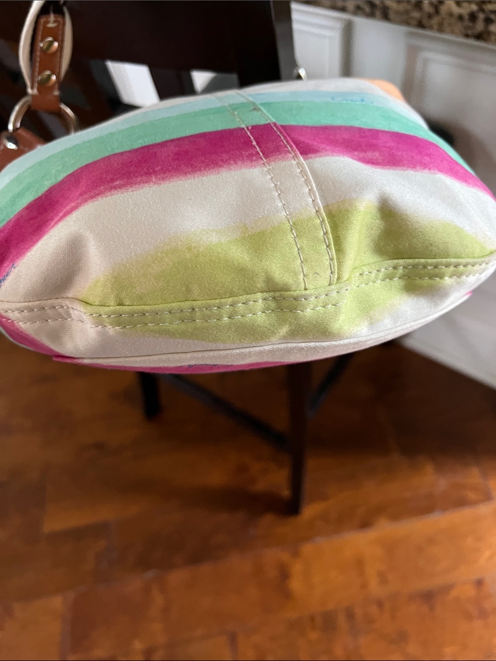 Coach Striped Canvas Shoulder Bag in Multicolor Pastels EUC.  Y2K - Picture 3 of 5